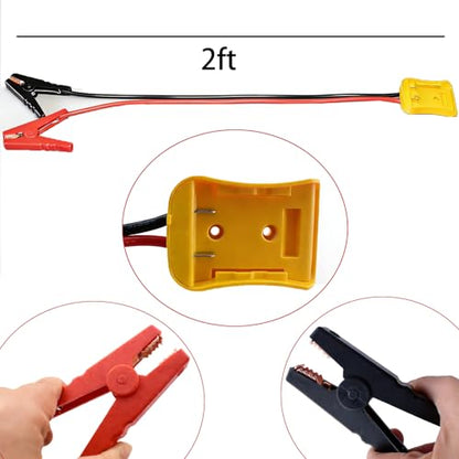 Jumper Cables Compatible with Dewalt 20V Battery, 8AWG 2FT Booster Cable with Alligator Clips, 392F/200C Heat Resistant Silicone Wire, for Jump Starting Cars and RVs - color: Yellow