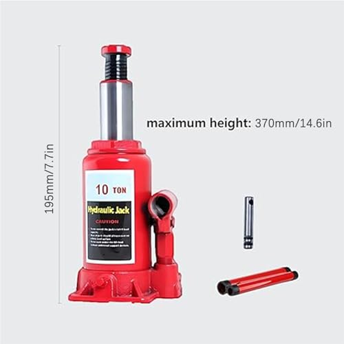 Hydraulic Welded Bottle Jack, Welded Hydraulic Car Bottle Jack Red Heavy Duty Bottle Jacks for Auto Repair House Lift (10T)