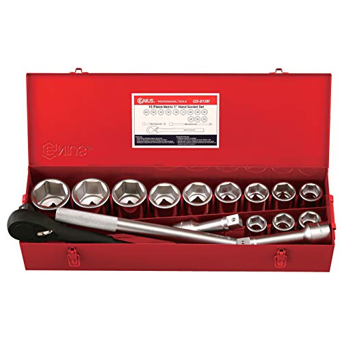 Genius Tools 15 Piece 1" Dr. Metric Hand Socket Set GS-815M