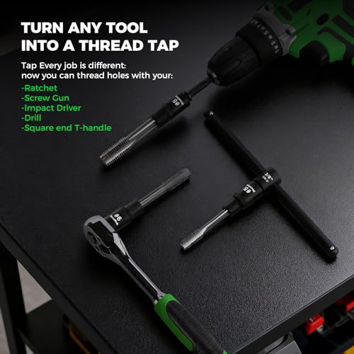 TecoTek 13PCS Magnetic Tap Socket Set, 1/4" & 3/8" Drive Square Drive Tap Handle Tool, Square Socket Set for Fractional MCTI Standard Tap Thru 1/2" & 1/8" NPT Taps - size: Standard Magnetic Tap Socket