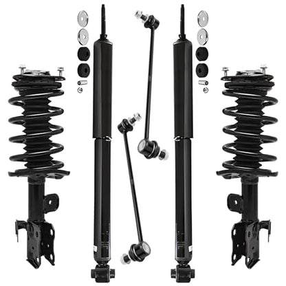 Detroit Axle - Struts Shocks Kit for Toyota 2010-2015 Prius | Front Struts w/Coil Spring Sway Bar End Links Rear Shock Absorbers 2011 2012 2013 2014 Replacement Suspension - size: 6AQS47265/Shock Kit