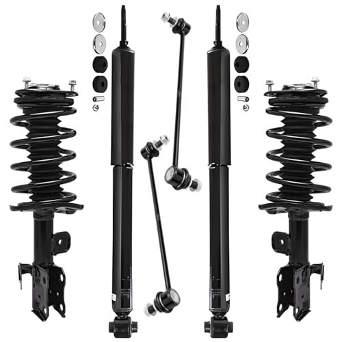 Detroit Axle - Struts Shocks Kit for Toyota 2010-2015 Prius | Front Struts w/Coil Spring Sway Bar End Links Rear Shock Absorbers 2011 2012 2013 2014 Replacement Suspension - size: 6AQS47265/Shock Kit