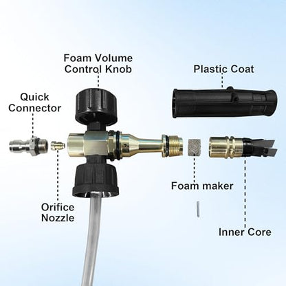 JOEJET Pressure Washer Gun with Foam Cannon, Car Wash Foam Gun with 1/4” Quick Connector, 5 Pressure Washer Nozzle Tips, 1 Liter | Adjustable Soap Cannon for Car Wash, 5 Power Washer Nozzle Tips, 2100 PSI - size: 1 L