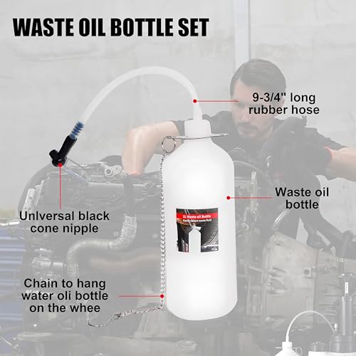 SGT 3L Brake Bleeder Kit，Manual Brake Bleeder Fluid Pump with 1L Brake Fluid Bleed Bottle and 4 Master Cylinder Adapters for Most Vehicles