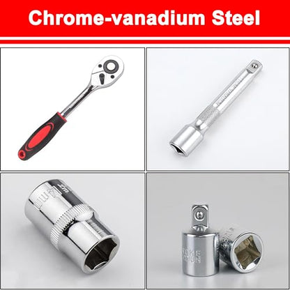 Oil Filter Wrench Tool Set for Toyota Camry Tacoma Tundra Highlander 4Runner Sienna Cruiser 2.5-7.5L Engine, 64mm Oil Filter Wrench + Ratchet Wrench + Extension Rod + 14mm Socket + Gasket