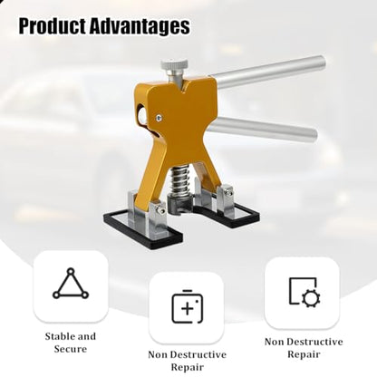 32PCS Car Dent Puller Kit, Vehicle Hail Damage Dent Lifter with 18 Tabs, Glue Gun, Sticker & Scraper, Auto Body Paintless Pulling Lifter Repair Tool Kit, Universal for Vehicles (Golden) - size: 32PCS/Golden