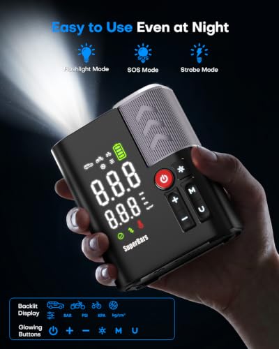 Tire Inflator Portable Air Compressor, 5X Faster Air Pump for Car | 7800mAh Battery & 12V DC, APP Control, Auto Shut-Off, 160PSI 48LPM, Digital Pressure Gauge, for Car/SUV/Motorcycle/Bike/Ball