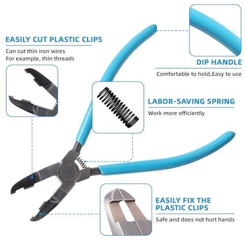 Panel Clip Removal Pliers, Mutipurpose Diagonal Cutting Pliers, Car Push Retainer Rivet Trim Pry Puller, Industrial Grade Steel Diagonal Cutting Plier with Spring and Ergonomic Rubber Handle