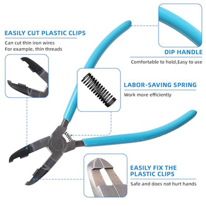 Panel Clip Removal Pliers, Mutipurpose Diagonal Cutting Pliers, Car Push Retainer Rivet Trim Pry Puller, Industrial Grade Steel Diagonal Cutting Plier with Spring and Ergonomic Rubber Handle