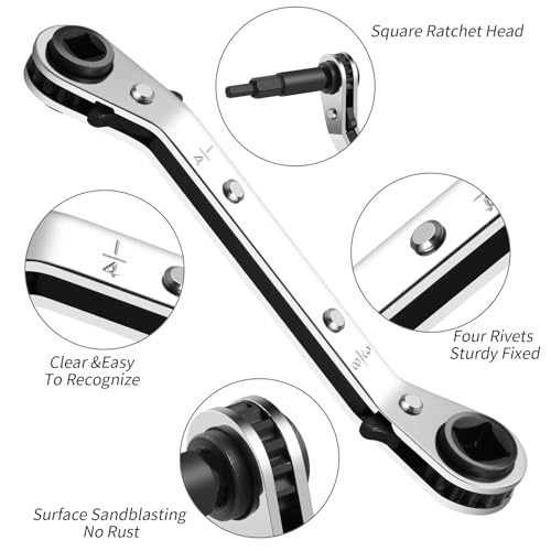 2pcs HVAC Service Wrench Set, 3/16" to 3/8" & 5/16" x 1/4", HVAC Tools with 2 Hex Bit Adapters for Air Conditioning and Refrigeration Equipment Repair - style: 2 Wrench + 2 Hexagon Bit