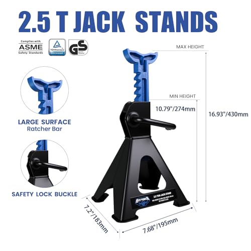 ANTPOWER 2.5 Ton Jack Stands 5,000 lb Capacity Car Lifting Stand 1 Pair (Not Suitable for SUV,Truck) Blue and Black (2.5T jackstand) - style: 2.5T jackstand