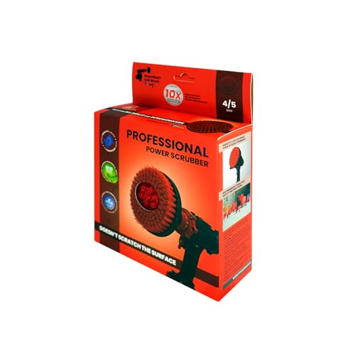 Premium Drill Brush Professional– 2in1 for Drill & Angle Grinder Stiff 6 in Red | Scratch-Free Outdoor Cleaning Brush for Patio Bricks, Lawn Mowers, Car Wheels, Pool Tiles and Boat Hulls - color: Red