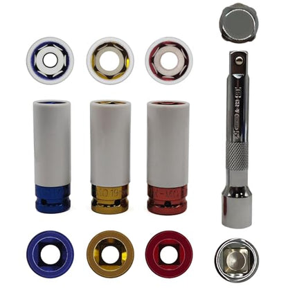 5 PCS 1/2 Inch Drive Click Torque Wrench, 20-210 Nm Dual-Direction Adjustable 72 Tooth Torque Wrench with 17, 19, 21mm Sockets for Car Engine Repair Suspension System Tire Bolt Tightening