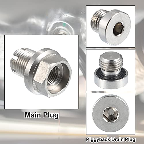 X AUTOHAUX 1 Set M14.1-1.25 x 15mm Oversize Piggyback Oil Drain Plug Stainless Steel Self Tapping Oil Pan Thread Repair Kit for Car Motorcycle Silver Tone - size: M14.1-1.25 x 15mm