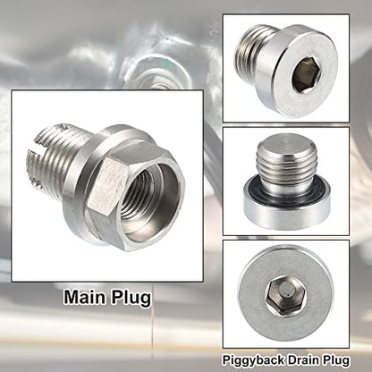 X AUTOHAUX 1 Set M14.1-1.25 x 15mm Oversize Piggyback Oil Drain Plug Stainless Steel Self Tapping Oil Pan Thread Repair Kit for Car Motorcycle Silver Tone - size: M14.1-1.25 x 15mm