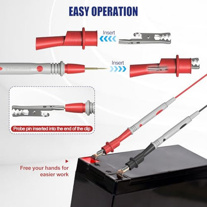 Professional Multimeter Test Leads 1000V 20A, 40.5 Inch, Ultra-Sharp Gold-Plated Test Probes, Volt Meter Leads, Silicone Meter Leads for Fluke, AstroAI, Klein Multimeter and Automotive Testing