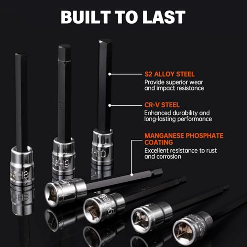19-Piece 3/8" Drive Impact Hex Bit Socket Set - size: 19 pieces 3/8" Long