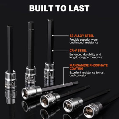 19-Piece 3/8" Drive Impact Hex Bit Socket Set - size: 19 pieces 3/8" Long