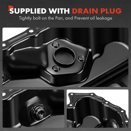 A-Premium Lower Engine Oil Pan Sump with Drain Plug Compatible with Volkswagen Jetta, Passat, Passat CC, Golf, Tiguan, Beetle, CC, Eos & Audi A3, A3 Quattro, Q3, Q3 Quattro, TT, TT Quattro, 1.8L 2.0L - style: Oil Pan Only