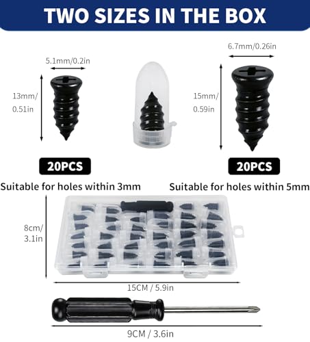 Tire Plugs Kit, 40PCS Tire Repair Rubber Nail kits Screw in Tyre Repair Plugs, Self-Service Vacuum Tyre Plug Screw Type, Tirefix Rubber Nails Kit Tool for Cars, Motorcycle, Trailer, Truck, ATV,RV - style: 40PCS