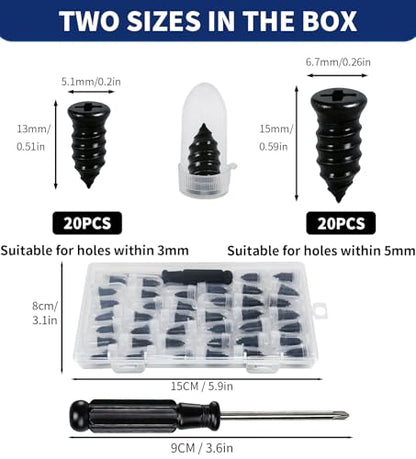 Tire Plugs Kit, 40PCS Tire Repair Rubber Nail kits Screw in Tyre Repair Plugs, Self-Service Vacuum Tyre Plug Screw Type, Tirefix Rubber Nails Kit Tool for Cars, Motorcycle, Trailer, Truck, ATV,RV - style: 40PCS