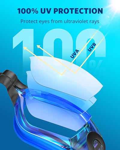 Aegend Swim Goggles, Swimming Goggles No Leaking Full Protect Adult Youth - color: Blue-black