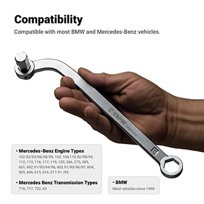 Capri Tools Oil Drain Plug Wrench, Compatible with BMW and Mercedes-Benz, 17 mm and 14 mm Sockets