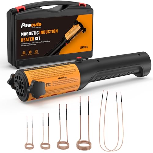 Induction Heater 1200W, Magnetic Heat Tool Kit for Automotive Bolt Removal with 6 Coils and LED Light for Rusted Suspension and Exhaust Repair,Orange - color: Orange