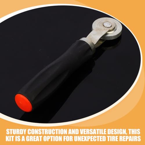 PRETYZOOM Heavy Duty Tire Patch, and Compact Plastic and Metal Pressure Roller Repair Kit with Bowl-Shaped Grinding Head Tire Repair Tools for Personal and Professional Use