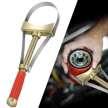 Heavy Oil Filter Wrenches, Strap Wrench, Adjustable Oil Filter Wrench Removal Tool for Trucks Excavators -Adjustable Strap 9-15 cm Diameter