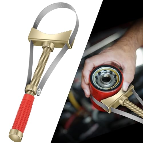 Heavy Oil Filter Wrenches, Strap Wrench, Adjustable Oil Filter Wrench Removal Tool for Trucks Excavators -Adjustable Strap 9-15 cm Diameter