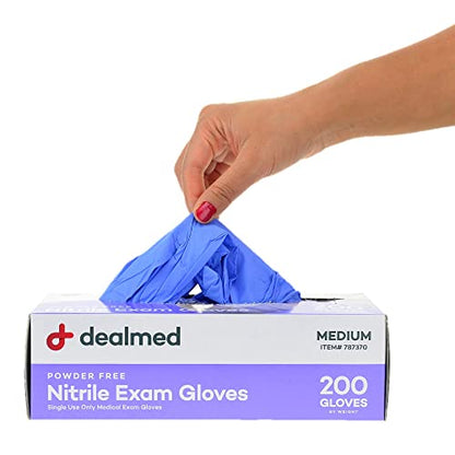 Dealmed Nitrile Exam Gloves - Medical Grade, Latex-Free, Medium, 200 Count | Non Powdered, Disposable, Ambidextrous Fit, Waterproof, Stretchable, Beaded Cuffs, Purple, Adult Use, For First Aid Supplies - color: Purple (Pack of 1), size: Medium (Pack of 20