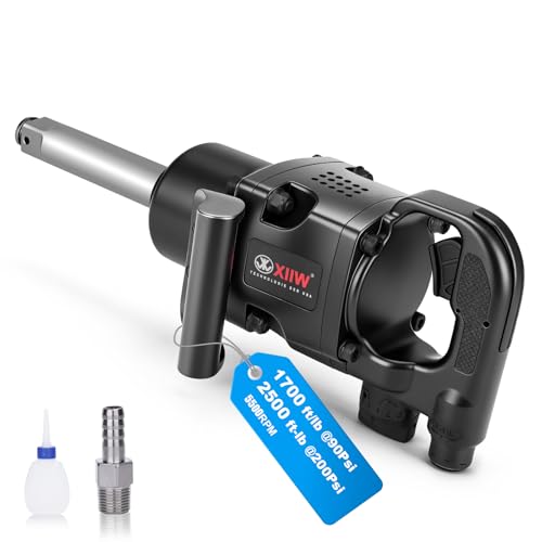XIIW 1 Inch Air Impact Wrench, Up to 2500ft-lbs Torque, 1 Inch Impact Gun | 16.2 lbs Lightweight Pneumatic Impact Wrench 5500 RPM with with 1/2" Air Inlet for Heavy Duty Repairs and Maintenance - size: 1 Inch | 2500 ft-lbs