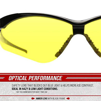 Glove Station Optic Max Anti-Fog Safety Glasses for Men & Women | Clear, Amber & Gray Lenses, Anti-Fog, Scratch-Resistant - ANSI Z87.1 Compliant - color: Amber, size: 12 Pair