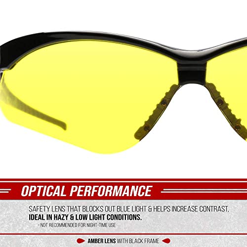 Glove Station Optic Max Anti-Fog Safety Glasses for Men & Women | Clear, Amber & Gray Lenses, Anti-Fog, Scratch-Resistant - ANSI Z87.1 Compliant - color: Amber, size: 6 Pair