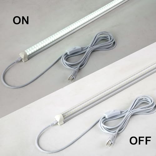 T5 T8 Power Cord with On/Off Switch,15FT Extension Cord,US Plug Tube Light Connector Power Cable,3 Prong Female End T5 T8 LED Lamp Connecting Wire for Garage,Shop,Basement,Barn,Pack of 4