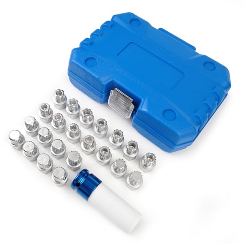 BHB 23Set Anti-Theft Wheel Lock Nut Removal Tool Compatible with VW & Audi & Skoda Including 1/2" Square Drive Adapter