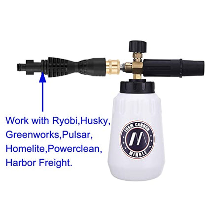 M MINGLE Foam Cannon, Compatible with Portland Husky and Ryobi Pressure Washer, with 5 Nozzle Tips, 1/4 Inch Quick Connector - size: 1 Wand