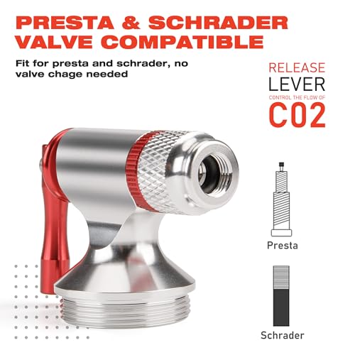 CO2 Inflator Kits, Presta and Schrader Valve Compatible, CO2 Bike Tire Pump for Mountain and Road Bicycles - style: STYLE:B