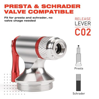 CO2 Inflator Kits, Presta and Schrader Valve Compatible, CO2 Bike Tire Pump for Mountain and Road Bicycles - style: STYLE:B