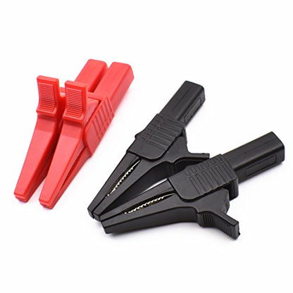 10Pcs 1000V 32A Heavy Duty Full Insulated Automotive Car Battery Alligator Clips Electrical Test Clips with 4mm Banana Jack Socket for Multimeter Test Leads