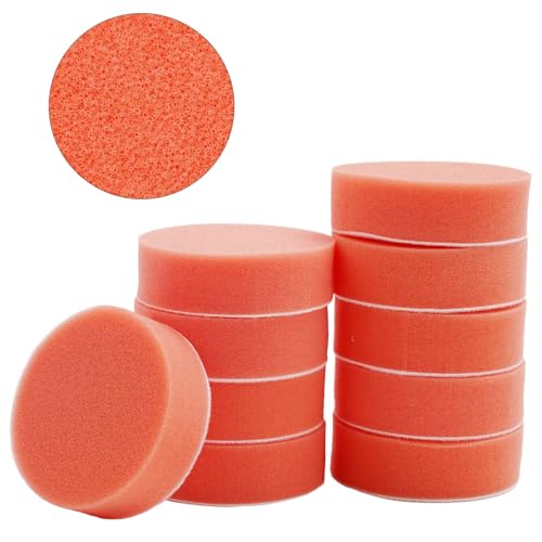 3 Inch Sponge Polishing Pad Set, 10 Pack for Orange Foam Buffing Pads 75mm x 25mm for Car Wax Sealant Shine, Smooth Surface Compatible with Polisher Tools