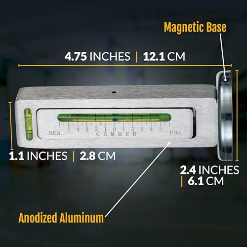 AutoSolo Camber Caster Gauge, +6 to -6 Degree Range, Magnetic Wheel Alignment Tool, Home Garage Alignment