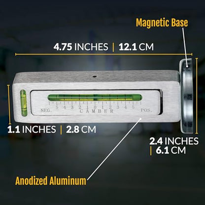 AutoSolo Camber Caster Gauge, +6 to -6 Degree Range, Magnetic Wheel Alignment Tool, Home Garage Alignment