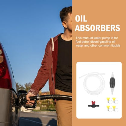 NUOBESTY Manual Car Transfer Pump Kit 3 Meter Hose with Air Bulb and Clamps, Handheld Siphon Pump for Fuel, Oil, Water Transfer, Suitable for Automotive and Aquarium Use Random Color