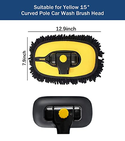 YeewayVeh Car Wash Brush Replacement Cover, Soft Microfiber Car Wash Mop Head Compatible with 15° Curved Pole Long Handle Cleaning Brush Mop, Yellow - color: Chenille Yellow