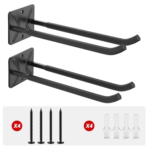 Ultrawall Garage Storage Hooks, Heavy Duty Steel Tool Organizer, 12.4 Inch Wall Mount Hangers Racks for Car Tires, Ladders, Chairs, Ropes and Garden Tools, 2 Pack - size: 2 Pack