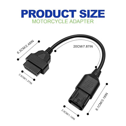 8-Pin to 16-Pin OBD2 Adapter for ATV & Motorcycle - OBD Diagnostic Converter Cable Compatible with Polaris RZR, Slingshot, Ranger, Sportsman, ACE, CAN Bus & ELM327 Scanners