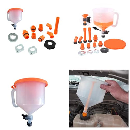 Not Spill Coolant Funnel Kit Frees Radiator Filling Proof Bleeder for Car Flushes Orange Pouring Corrosion Resistant Not- Burping for Fill