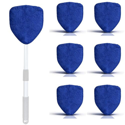 Car Care Microfiber Cloths for Windshield Cleaner,7 PCS Microfiber Cloths for Inside Windshield Cleaning Tool Pads,Clean Replacement Accessories (Blue) - color: Blue